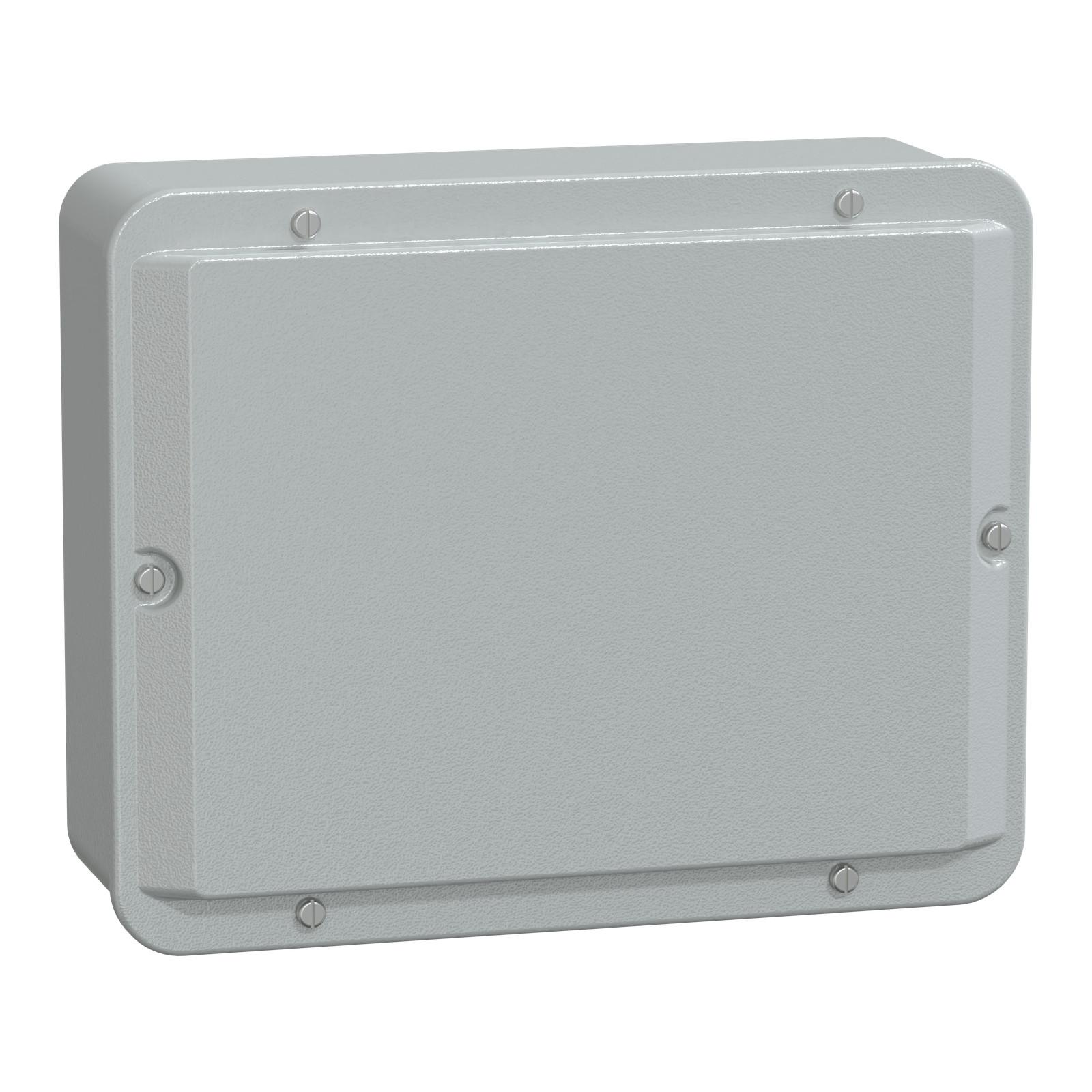 Metal industrial box - low plain cover - H256xW206xD93 - IP55 - grey RAL 7035