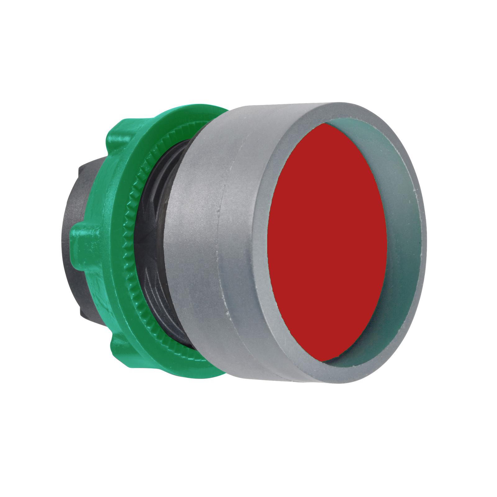 Push button head, Harmony XB5, plastic, recessed, red, 22mm, spring return, unmarked, grey bezel