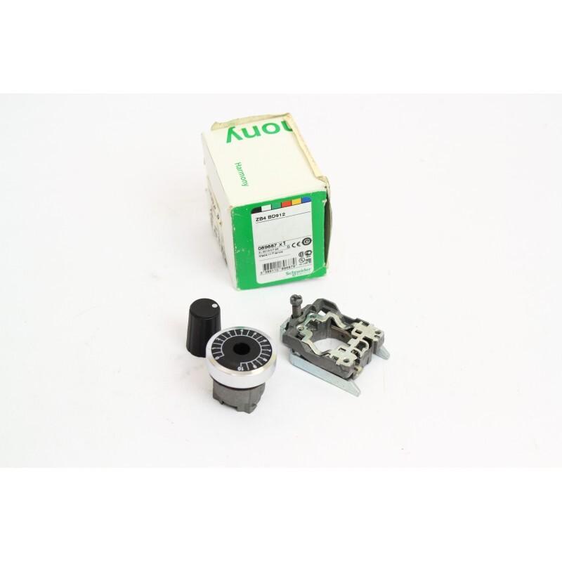 Potentiometer head, Harmony XB4, metal,black, 22mm, for use with 6mm shaft