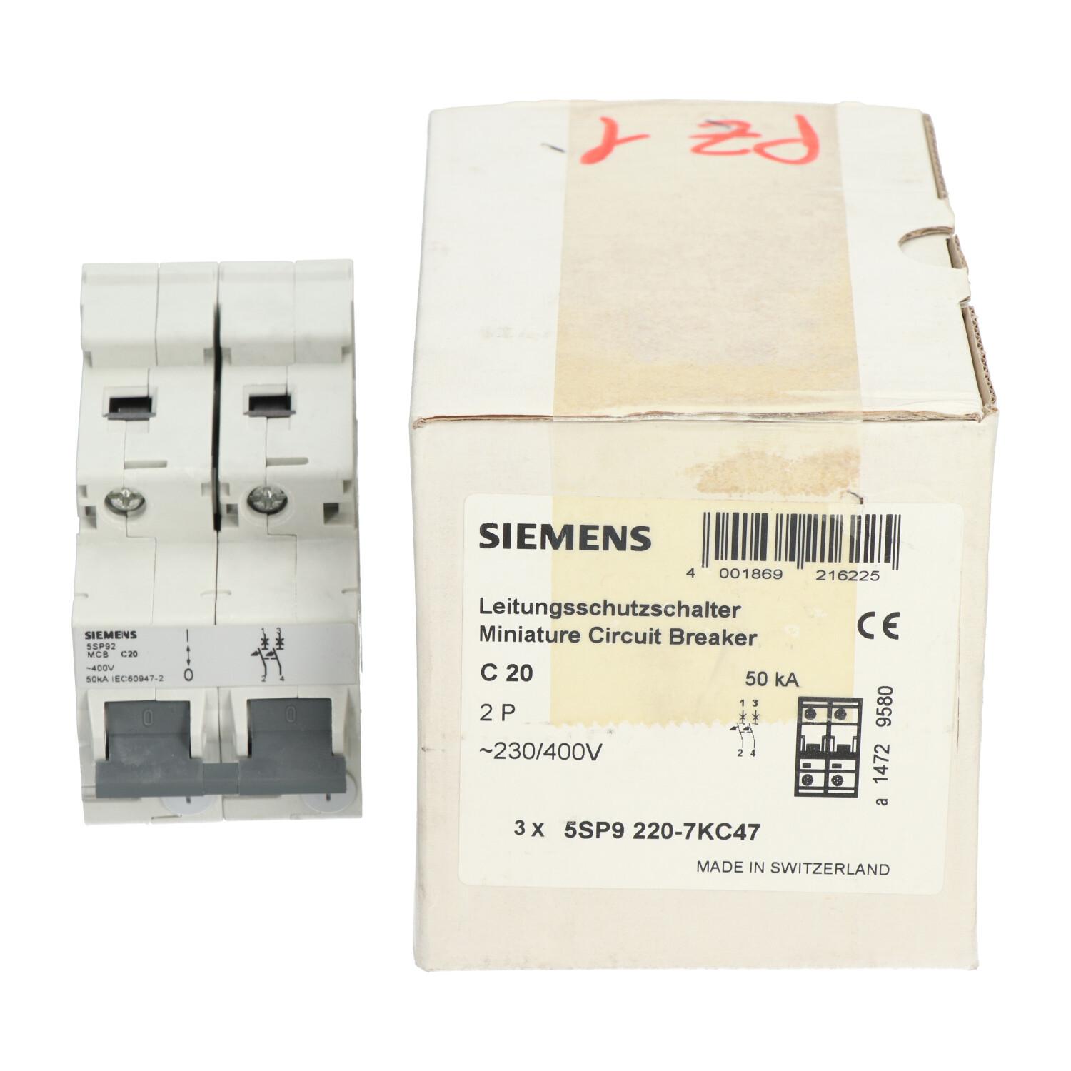 5SP9220-7KC47 Miniature Circuit Breaker 2P NFP