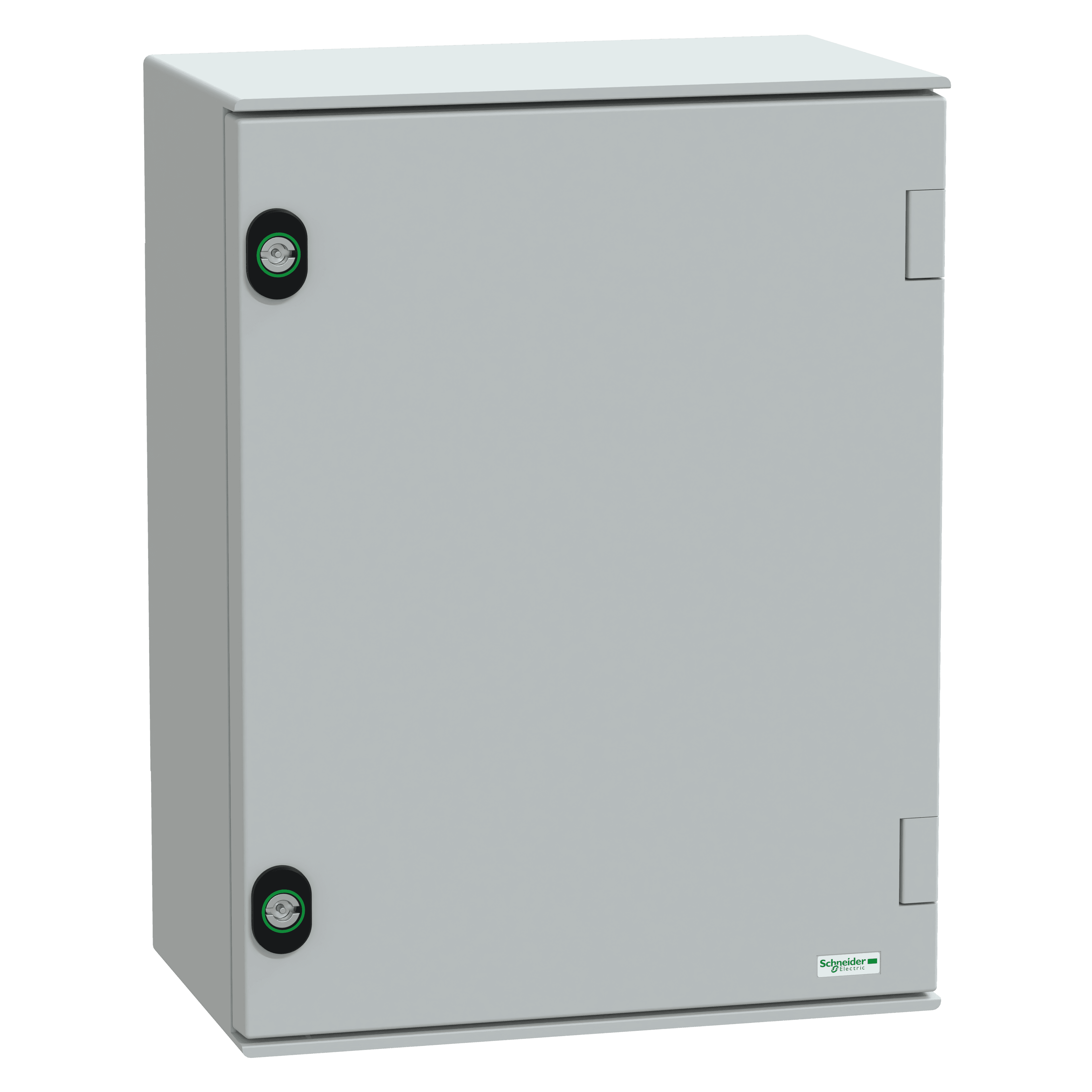Wall mounted polyester enclosure, Thalassa PLM, plain door, with bakelite plate, 430x330x200mm, IP66, IK10, RAL 7035