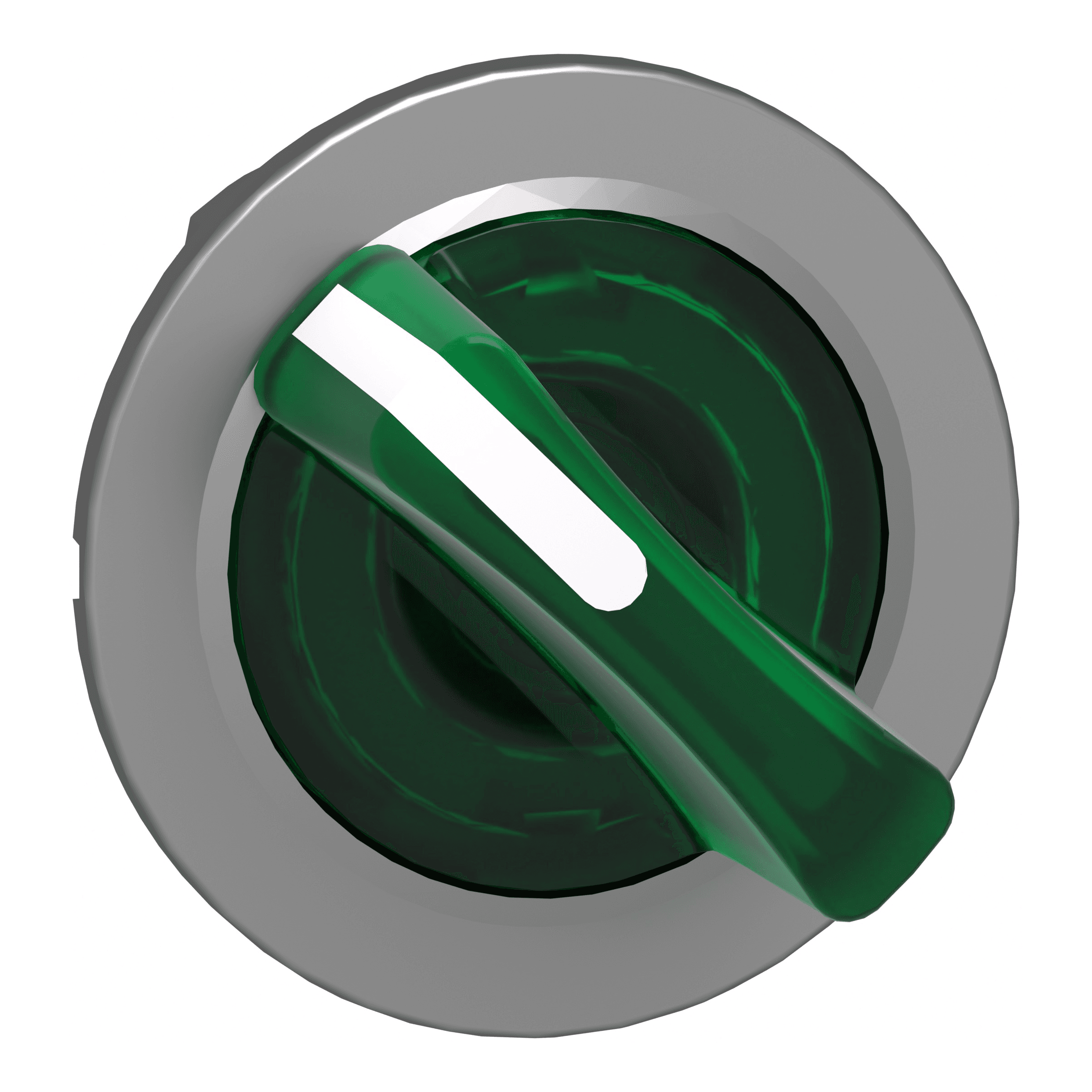 Head for illuminated selector switch, Harmony XB4, universal LED, green handle, flush, 30mm, 2 positions, stay put