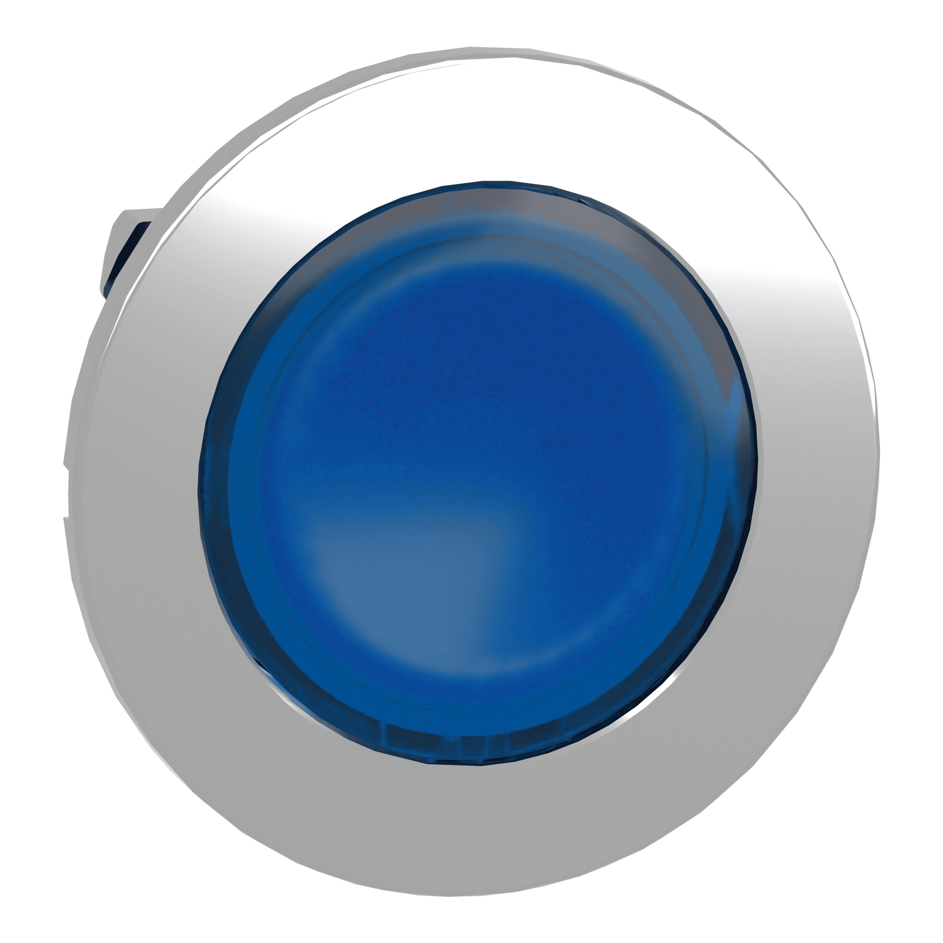 Head for illuminated push button, Harmony XB4, metal, blue flush, 30mm, spring return, universal LED, unmarked