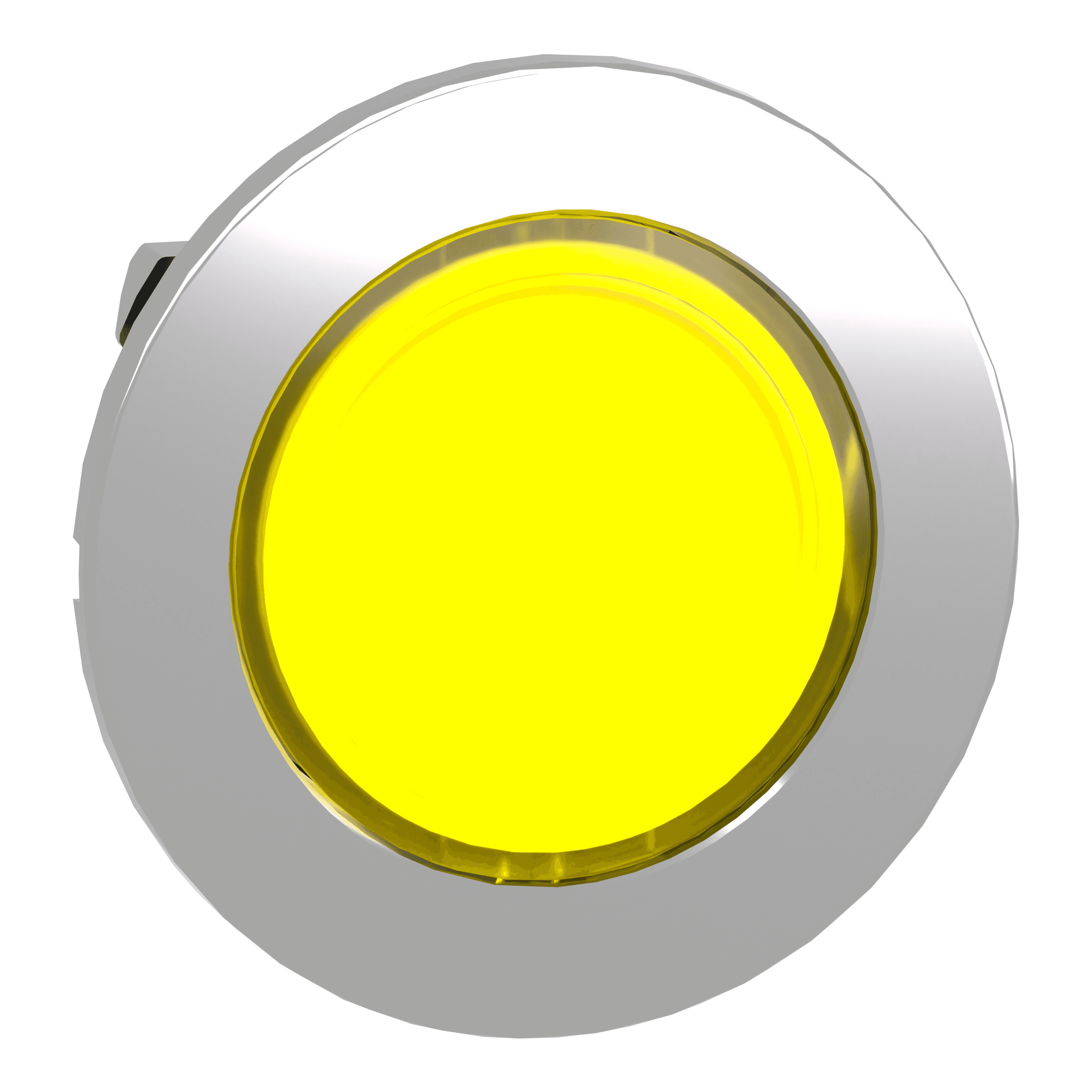 Head for illuminated push button, Harmony XB4, metal, yellow flush mounted, 30mm, universal LED, unmarked