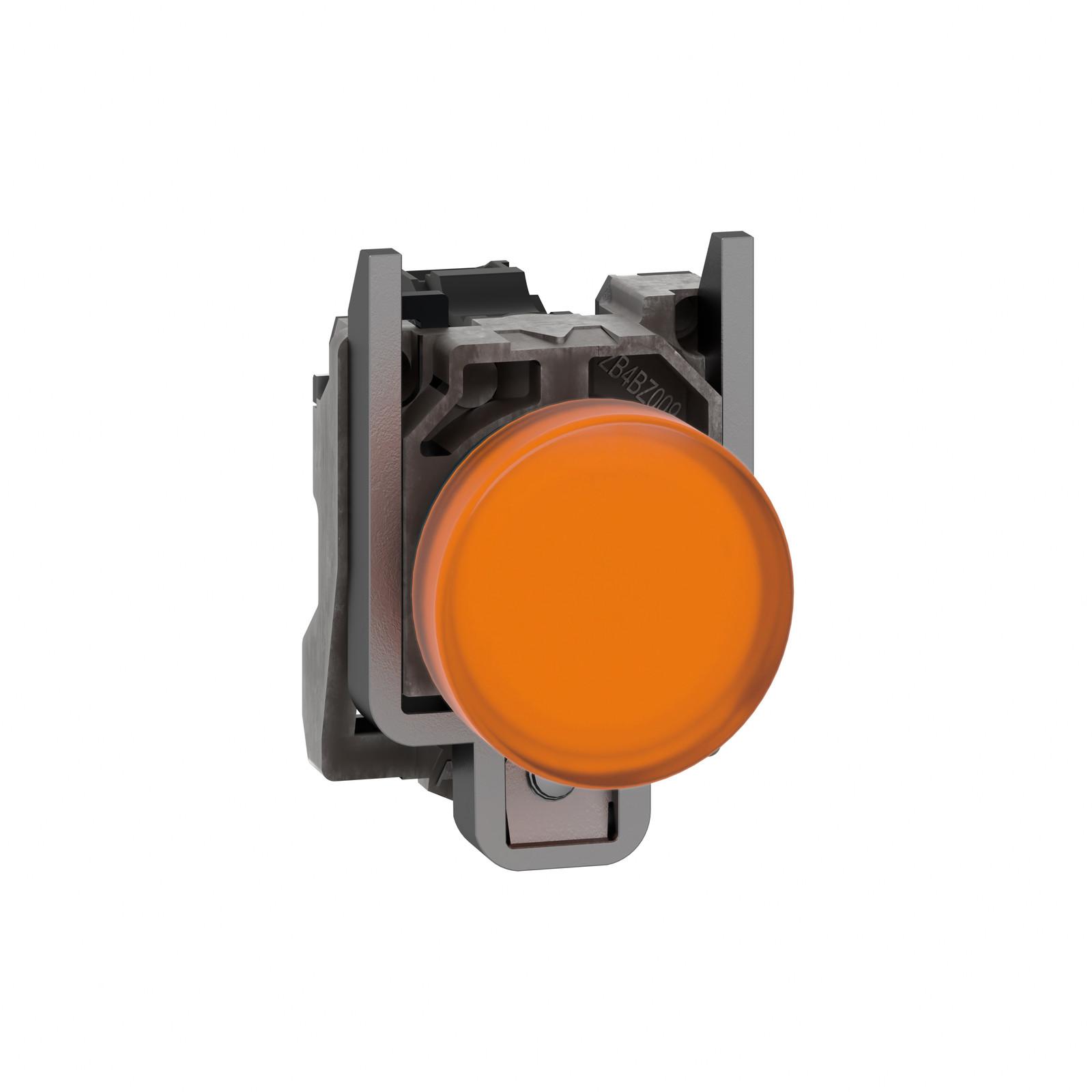 Pilot light, Harmony XB4,metal, orange, 22mm, universal LED, plain lens, 110…120V AC