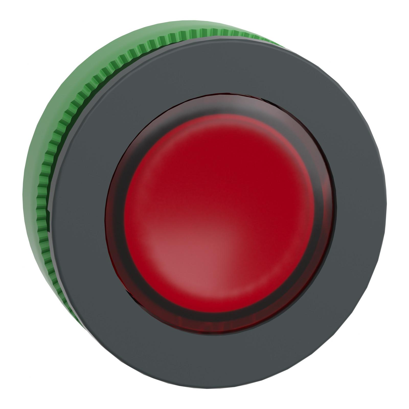 Head for illuminated push button, Harmony XB5, antimicrobial, plastic, red, 30mm, universal LED, plain lens