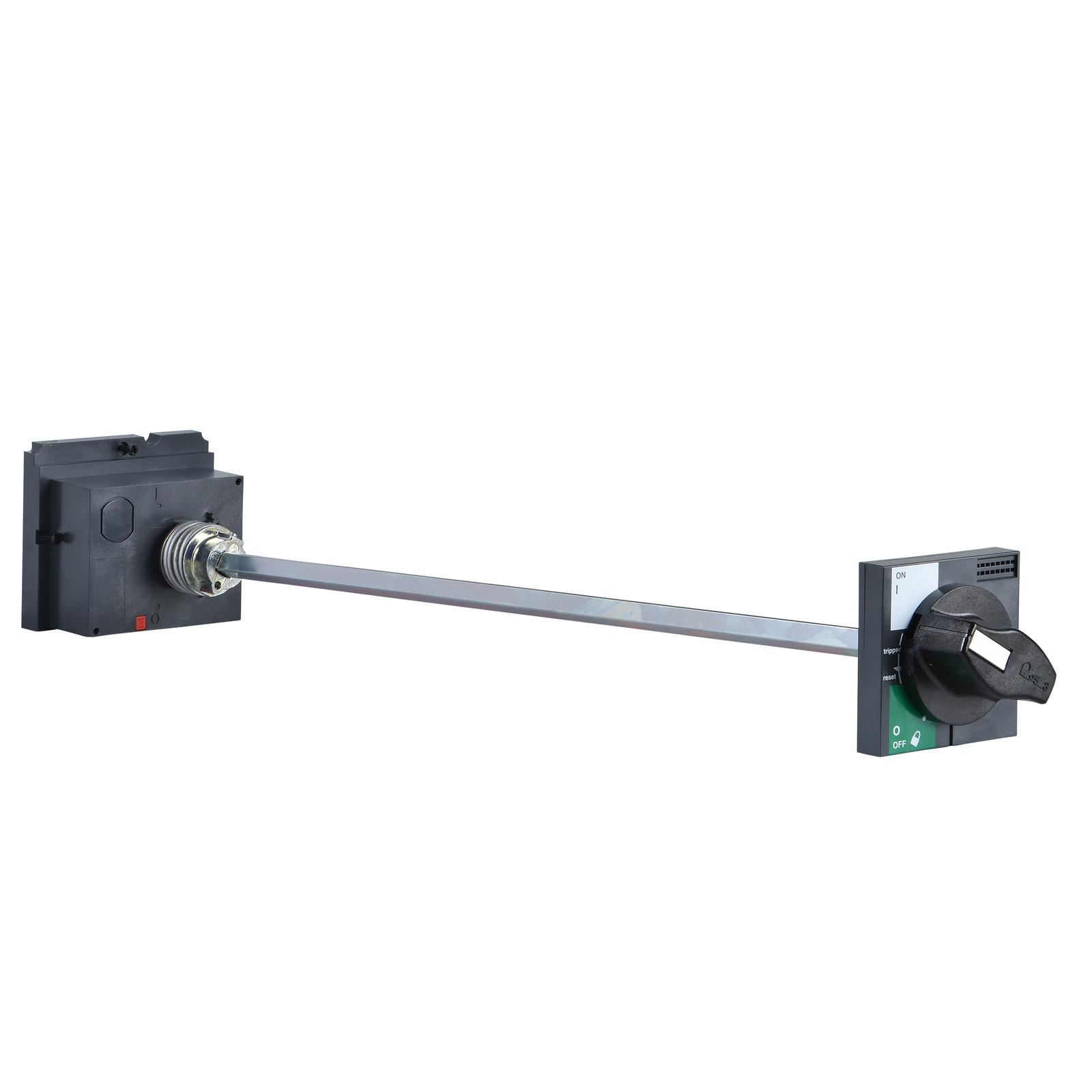 Extended rotary handle, TeSys GV7, black legend plate, padlockable, IP55