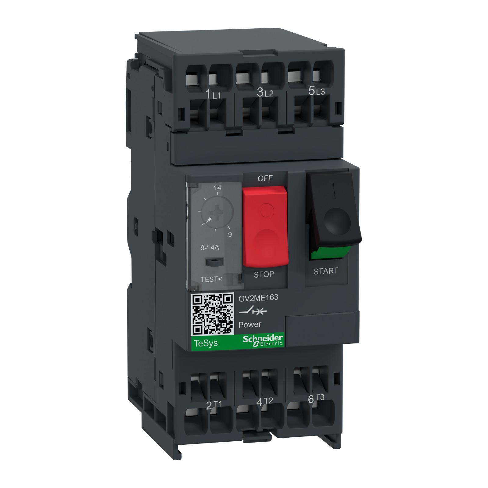 TeSys Deca Manual Starter and Protector, thermal magnetic circuit protector, push buttons, 9...14 A, spring terminals
