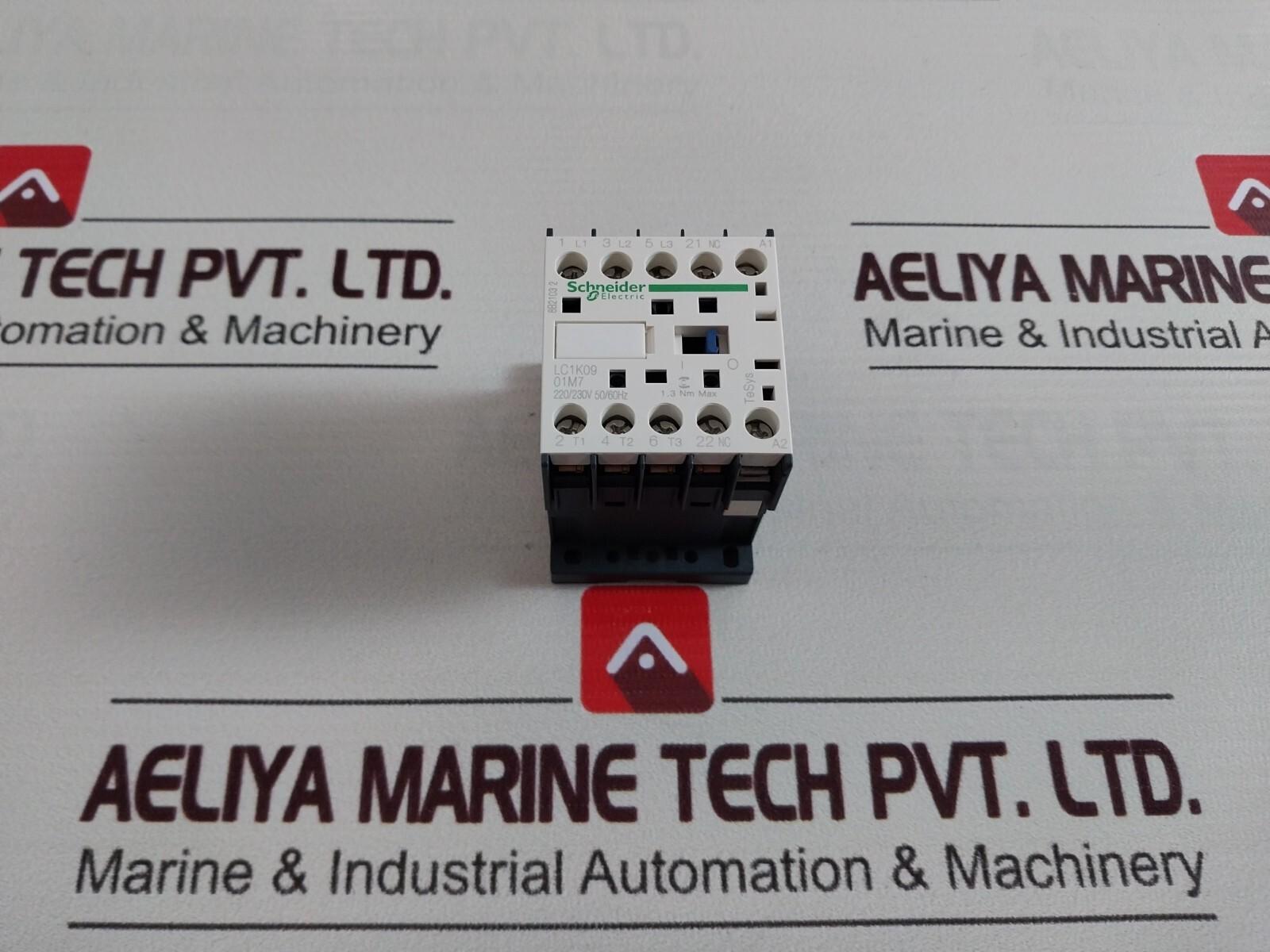 Contactor, TeSys K, 3P, AC-3, lt or eq to 440V 9A, 1 NC aux., 220 to 230VAC coil