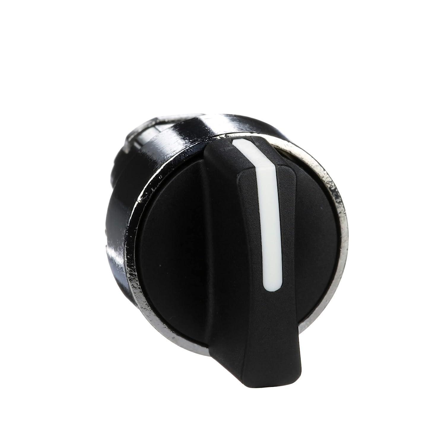 Harmony, 22mm Push Button, selector switch operating head, 3 position, spring return, black, unmarked