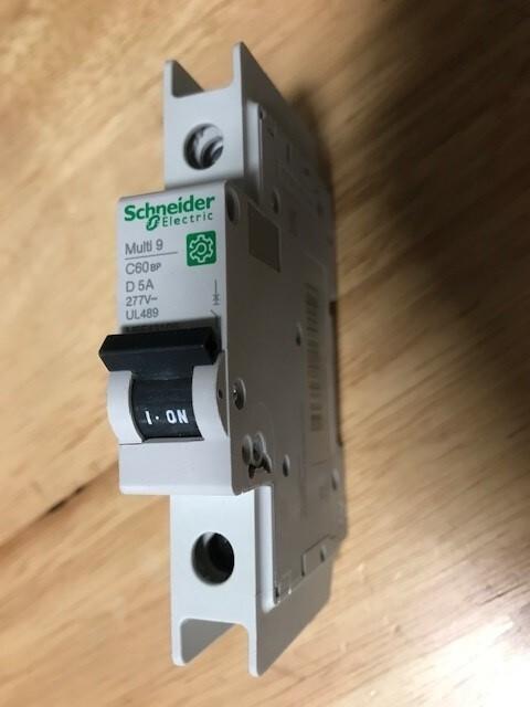 Miniature circuit breaker (MCB), Multi9 C60BP, 1P, 5A, D curve, 14kA (UL489), 10kA (IEC/EN 60947-2)