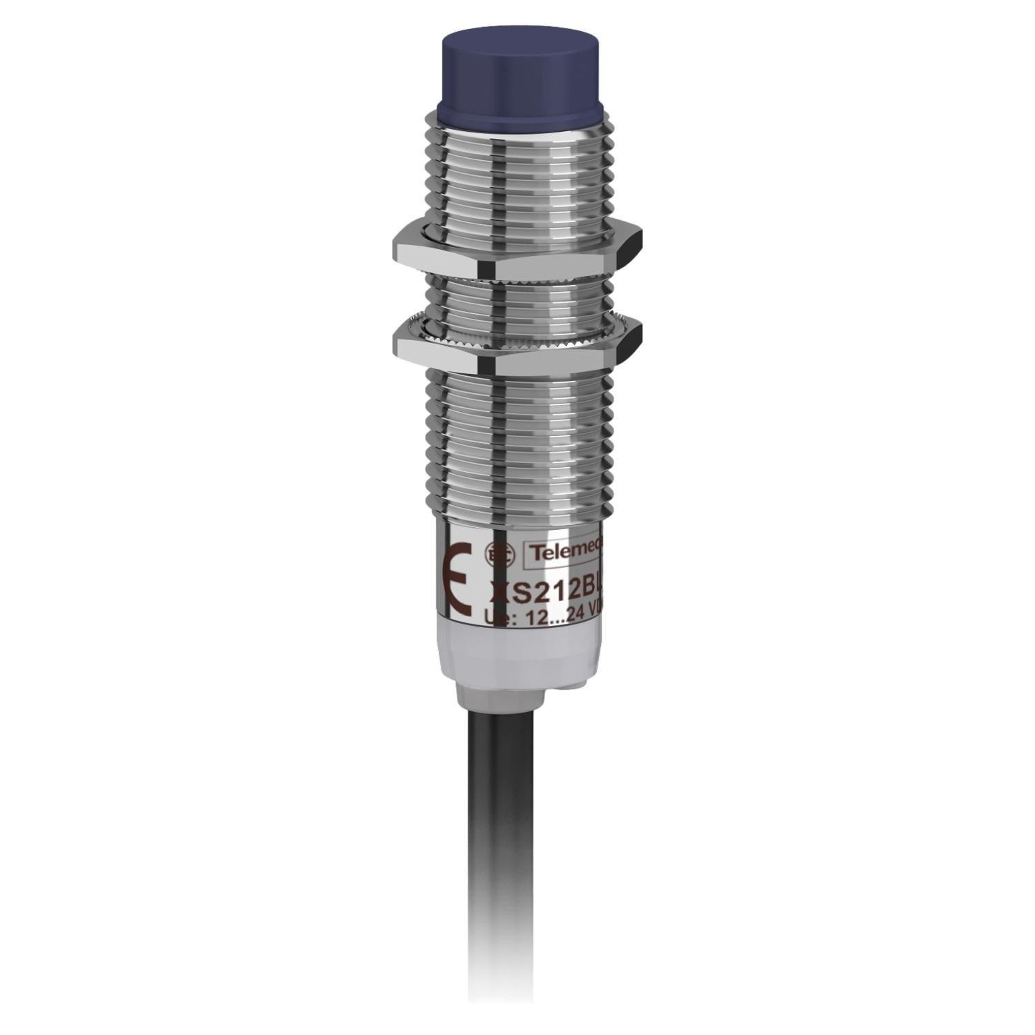 inductive sensor XS2 M12, L44mm, brass, Sn4mm, 12..24VDC, cable 2m
