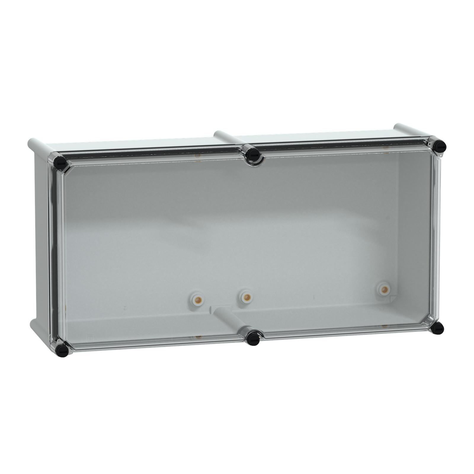PLS box, polyester rear, transparent PC cover IP66 27x54x18cm