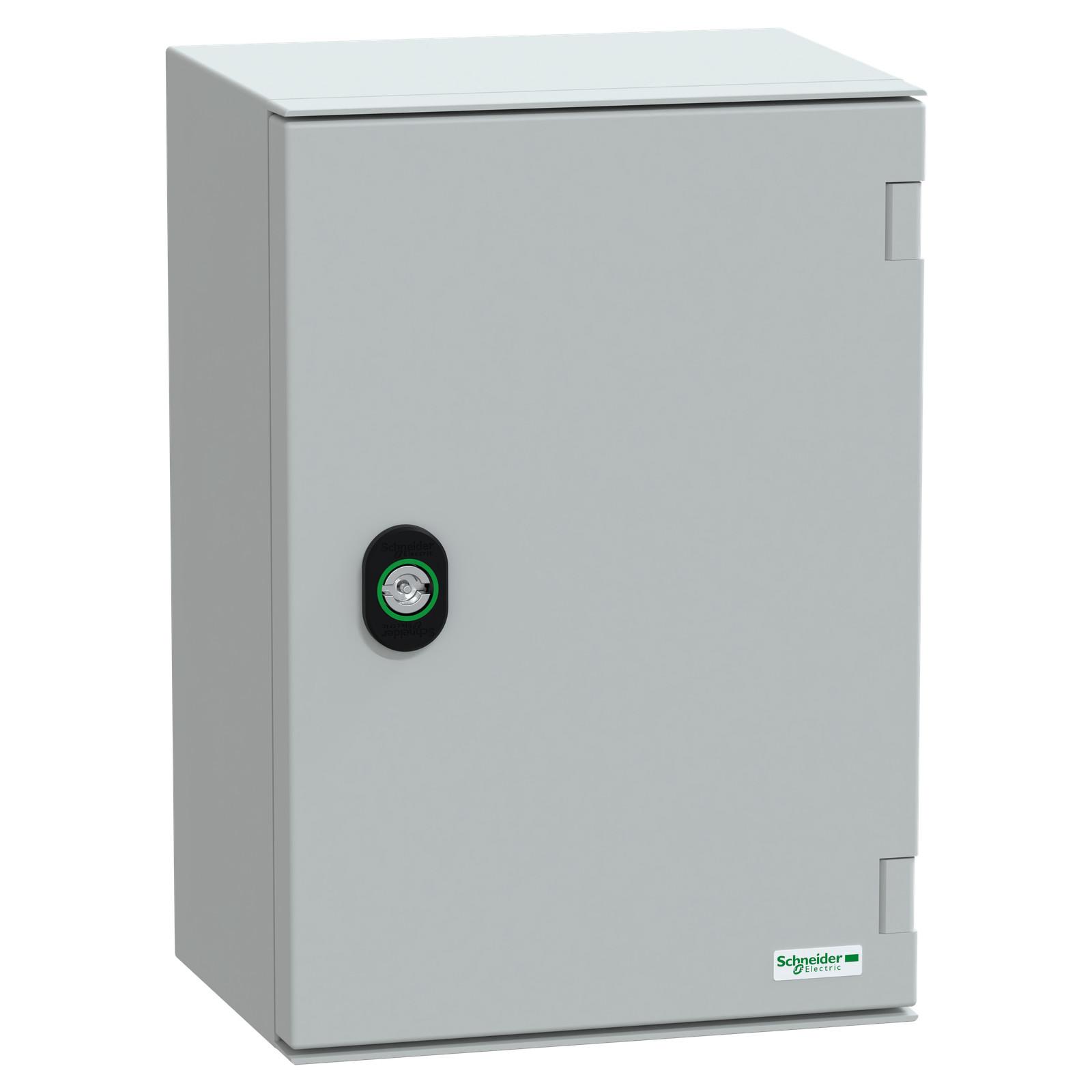 Wall mounted ABS + PC enclosure, Thalassa PLM, plain door, with metallic plate, 310x215x160mm, IP66, IK10, RAL 7035