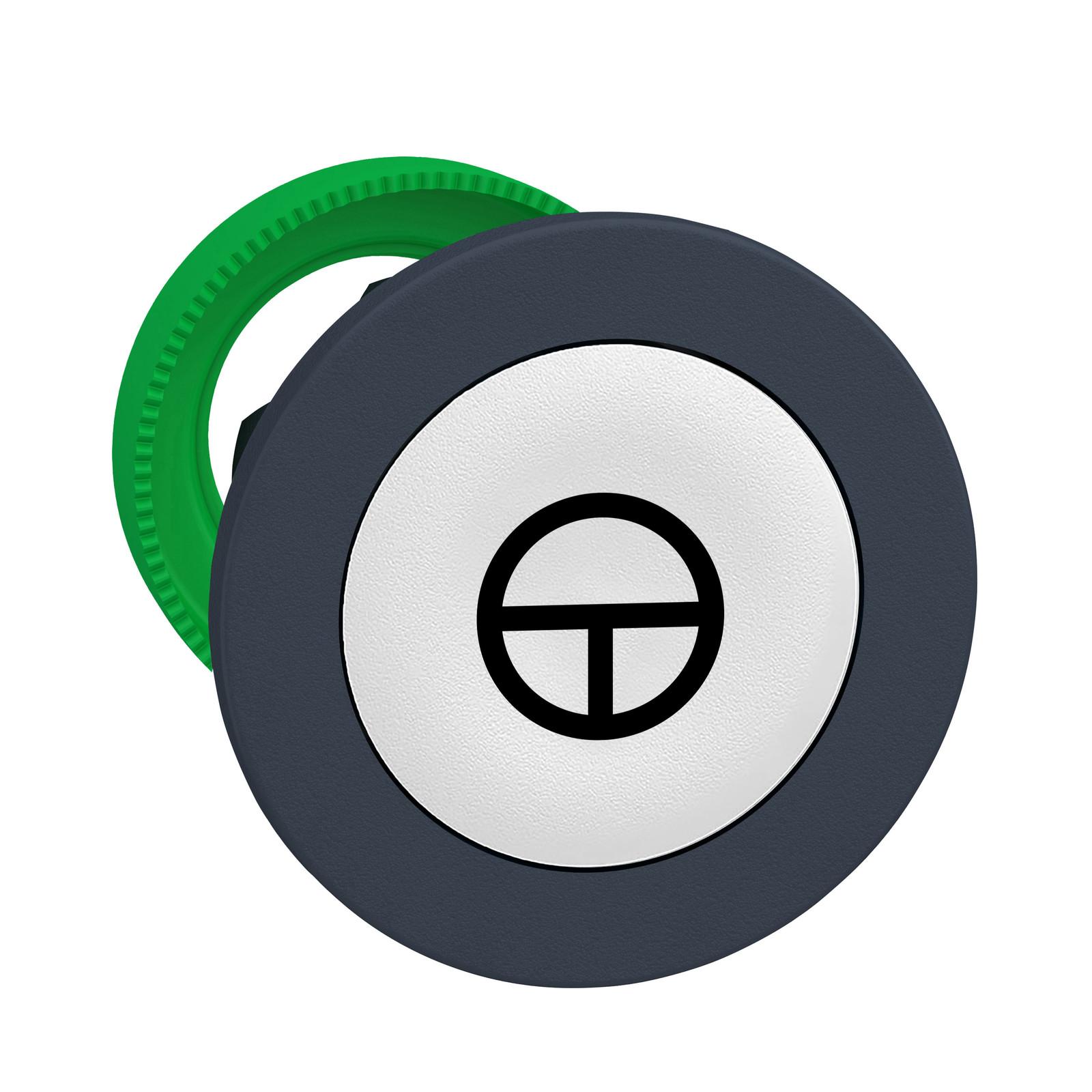 Harmony XB5, Antimicrobial Flush mounted push button head, plastic, white, Ø30, spring return, marked t, dark grey bezel