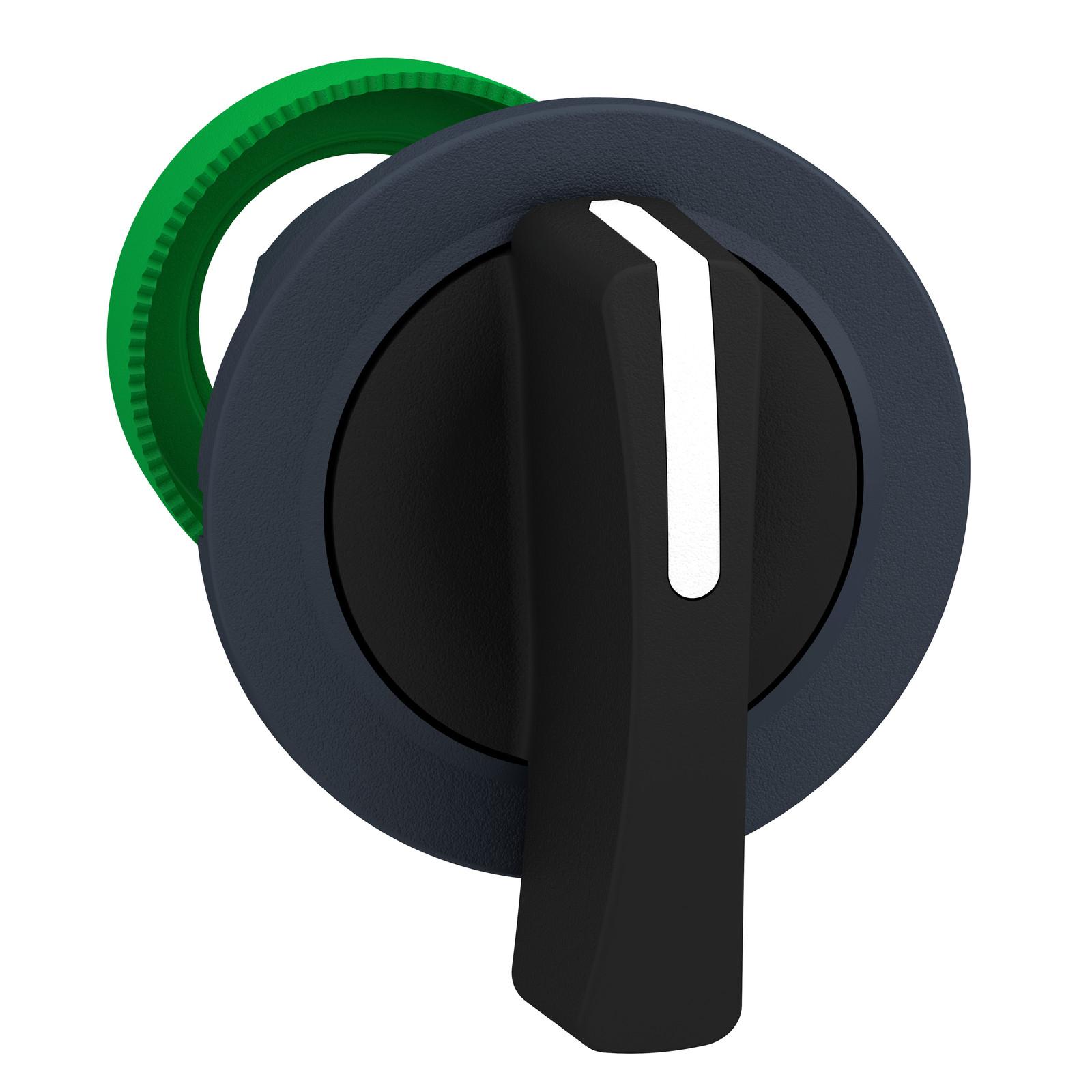 Head for selector switch, Harmony XB5, XB4, flush mounted black long handle 2 pos return right to left