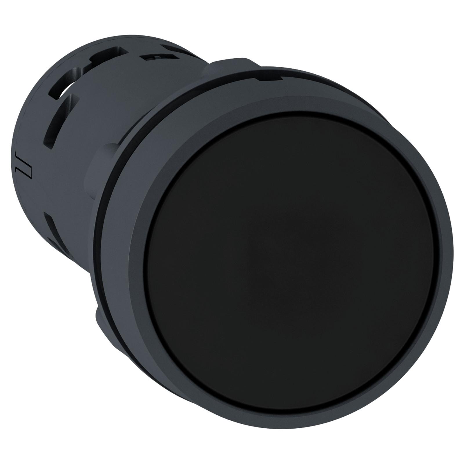 Monolithic push button, Harmony XB7, plastic, black, 22mm, spring return, unmarked, 1NO