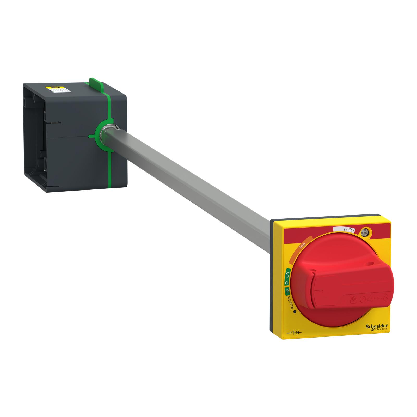 Side rotary handle, ComPact NSXm, red handle/yellow front, shaft length 45-480mm, IP54