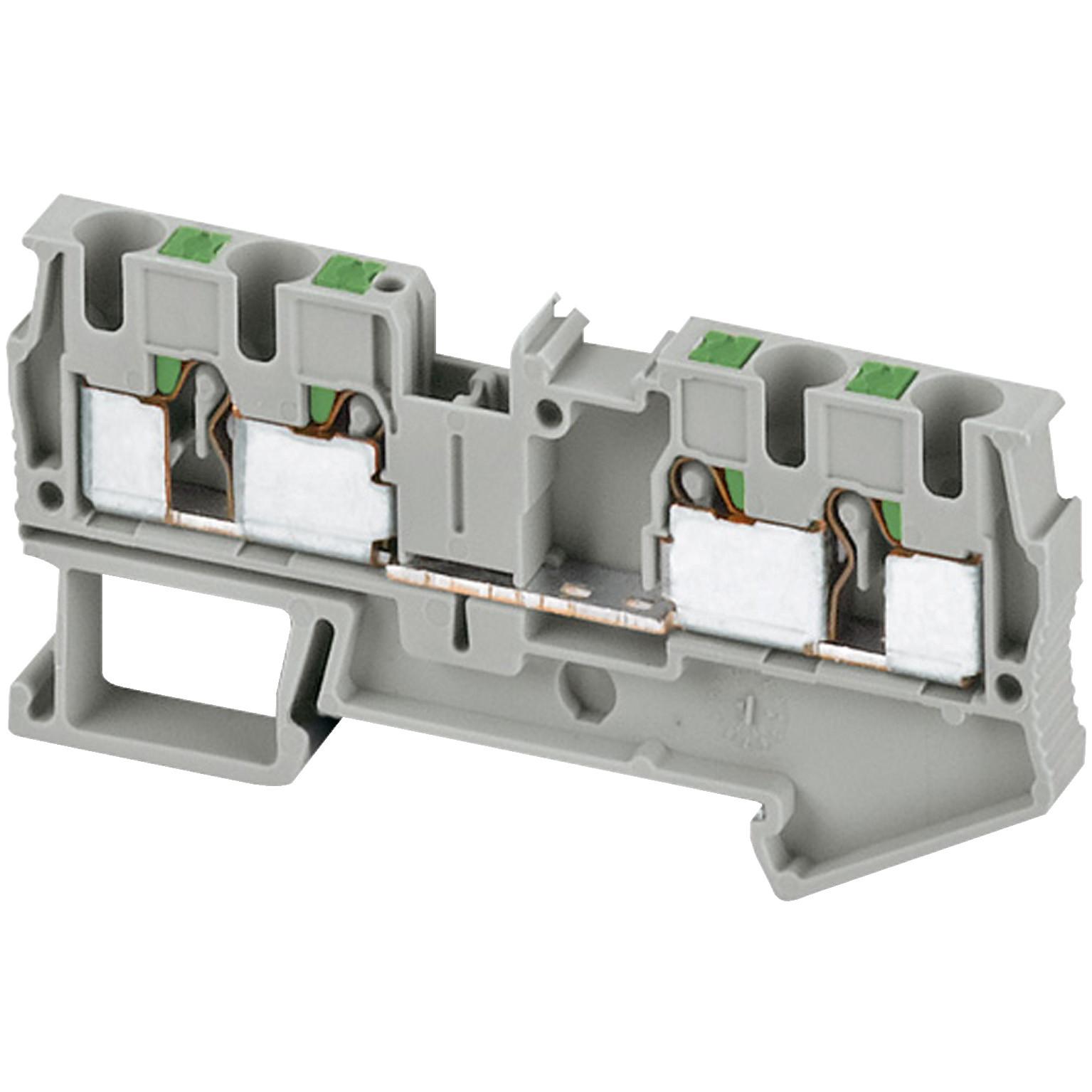 Terminal block, Linergy TR, push-in type, feed through, 4 points, 4mm², grey, set of 50