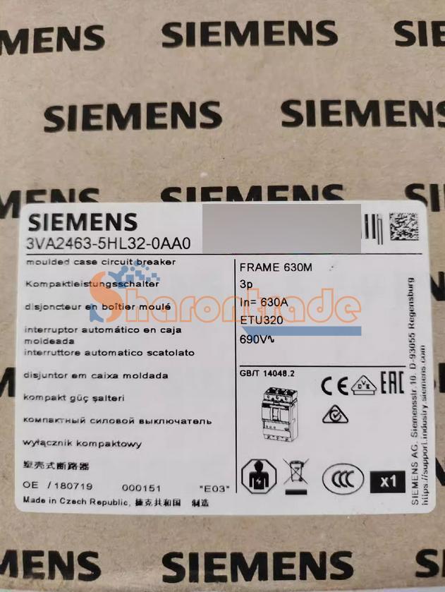 BRKR 3VA24 3P 630A 55KA ETU3-LI NUT