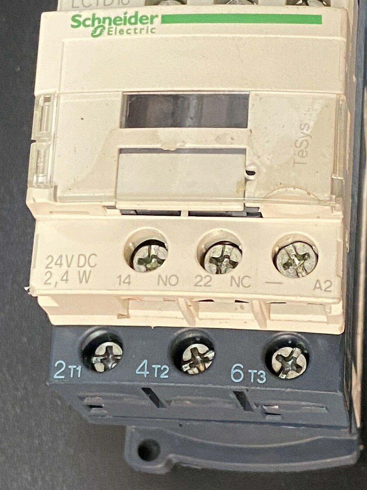 IEC contactor, TeSys Deca, nonreversing, 18A, 10HP at 480VAC, up to 100kA SCCR, 3 phase, 3 NO, low consumption 24VDC coil