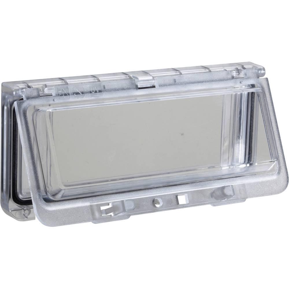 Plastic window with hinged transparent cover, L78xW95xD25mm.