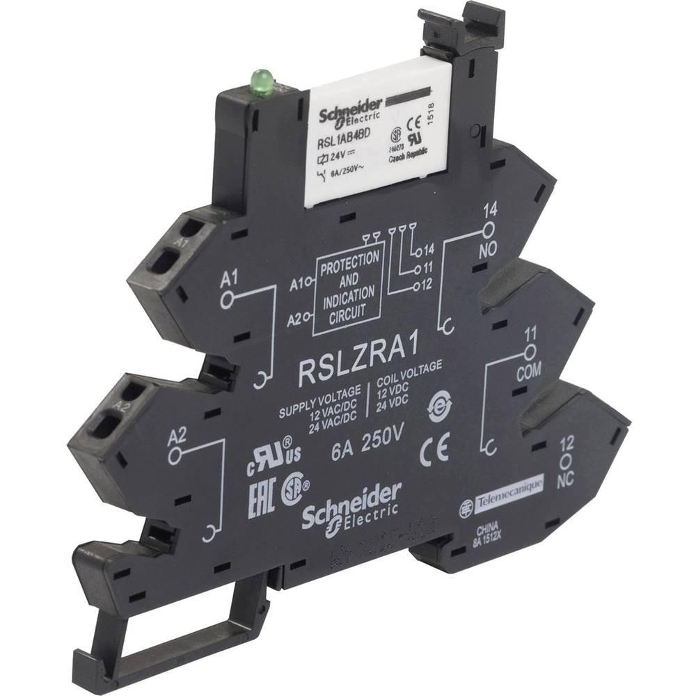slim interface relay, Harmony Electromechanical Relays, pre assembled, 6A, 1CO, with LED, spring terminals, 24V AC/DC