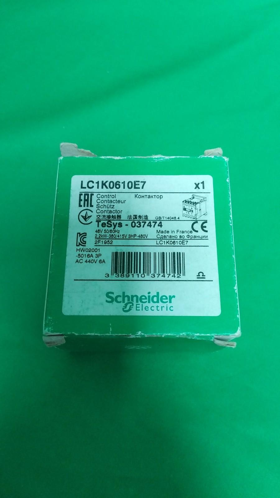 Contactor, TeSys K, 3P, AC-3, lt or eq to 440V 6A, 1 NO aux., 48VAC coil