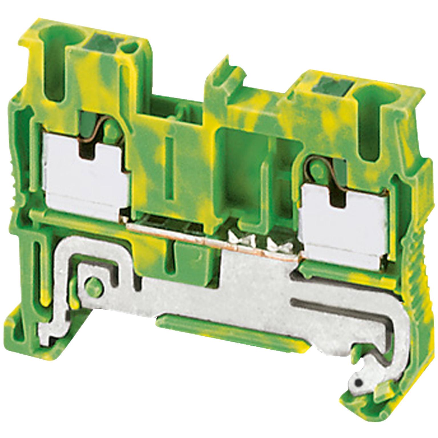Terminal block, Linergy TR, push-in type, 2 points, 2.5mm², protective earth, green-yellow, set of 50