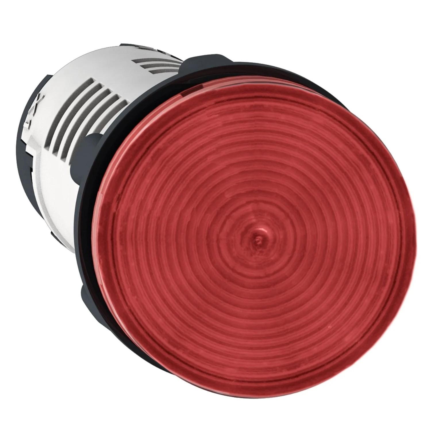 Monolithic pilot light, Harmony XB7, plastic, red, 22mm, integral LED, 24V AC DC