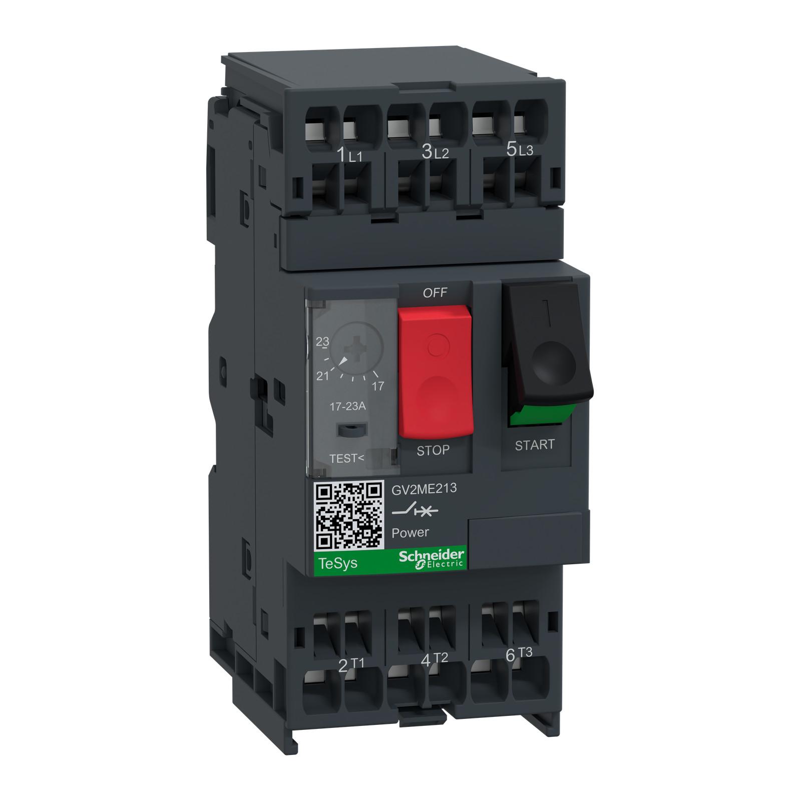 TeSys Deca Manual Starter and Protector, thermal magnetic circuit protector, push buttons, 17...23 A, spring terminals