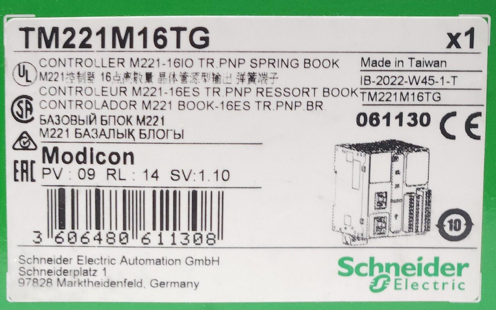 logic controller, Modicon M221, 16 IO, transistor, PNP, spring