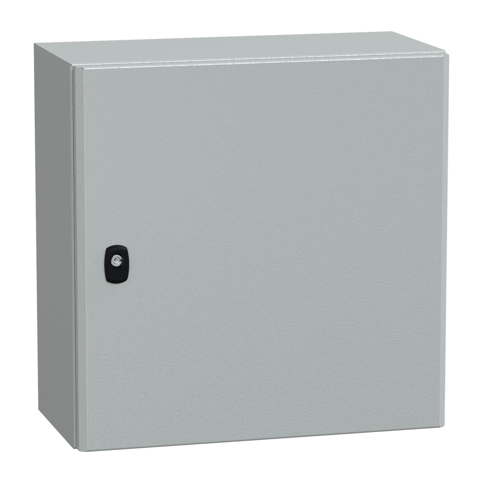 Wall mounted steel enclosure, Spacial S3D, plain door, with mounting plate, 500x500x250mm, IP66, IK10