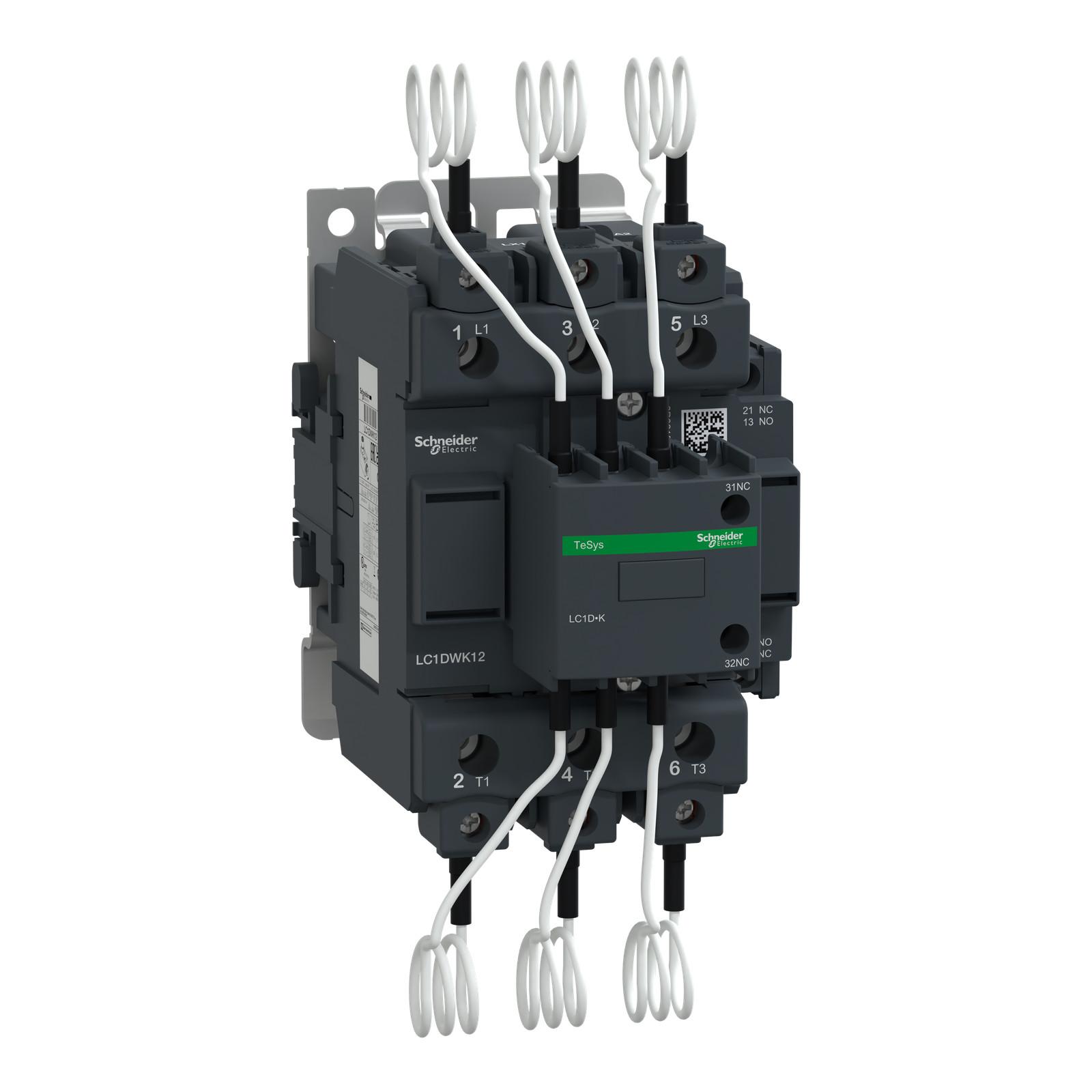 Capacitor contactor, Tesys Deca, 63kVAR at 400/415V 50Hz, 110V AC 50/60Hz coil, screw clamp terminals