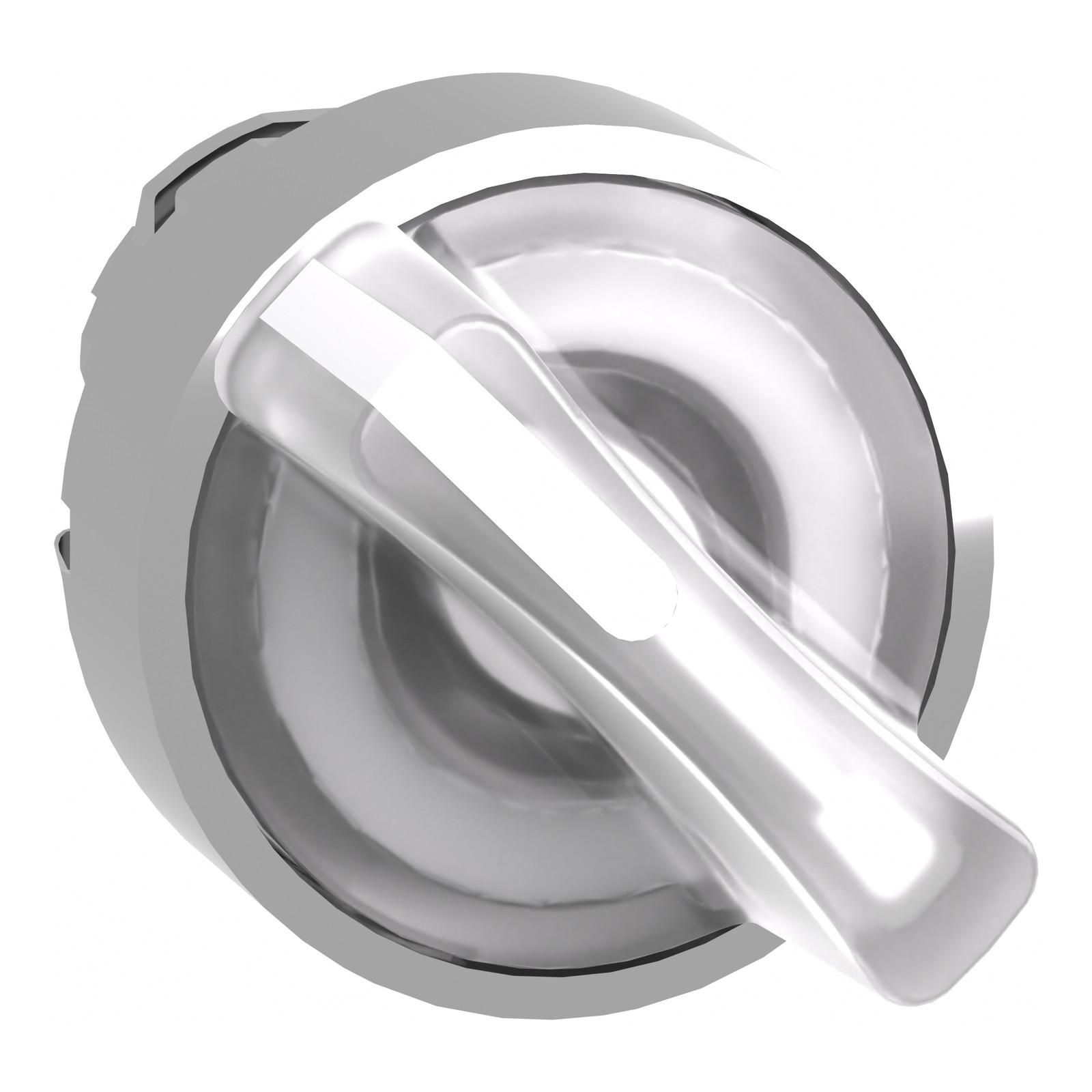 Head for illuminated selector switch, Harmony XB4, universal LED, white handle, 22mm, 2 positions, spring return