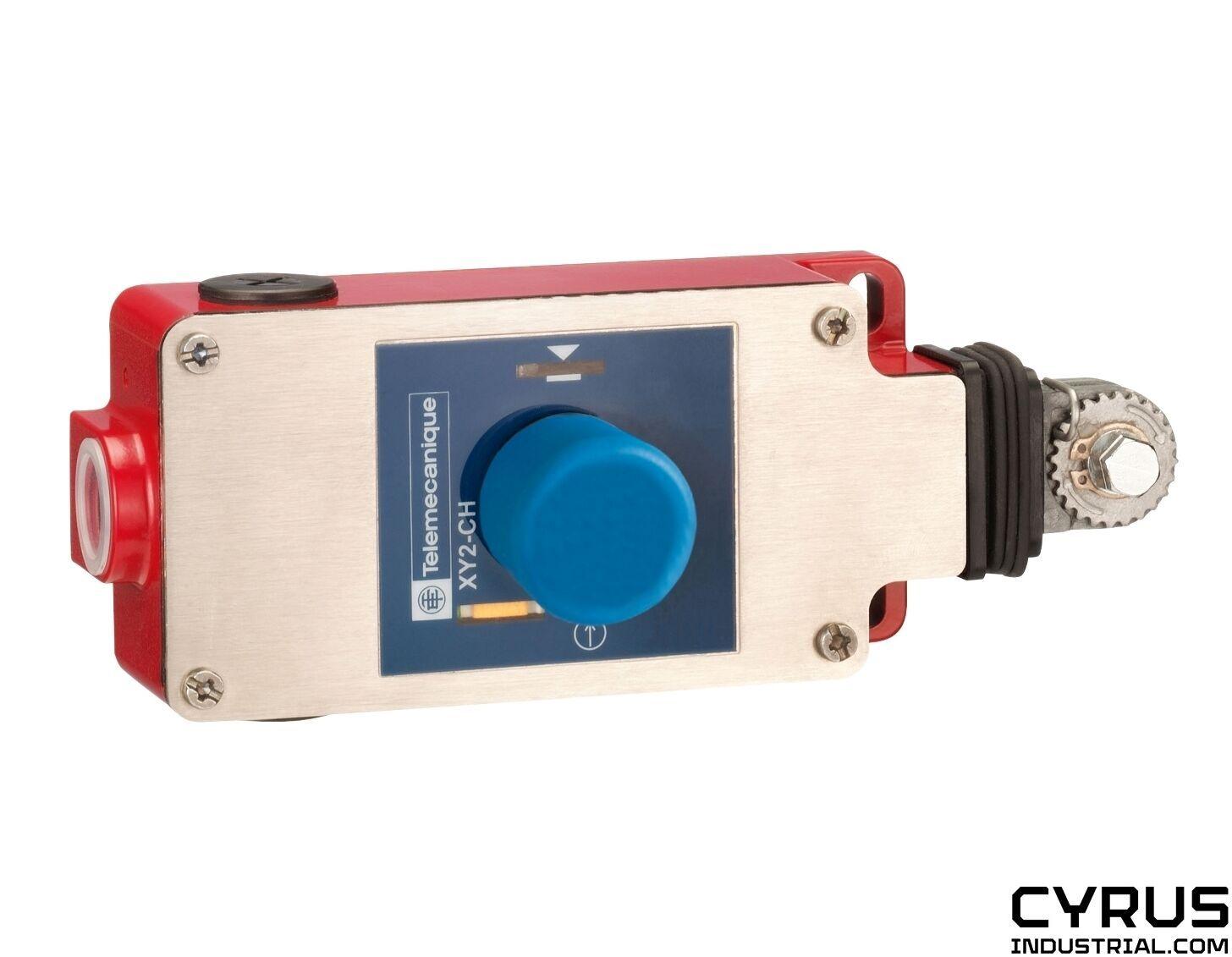 Latching emergency stop rope pull switch, Telemecanique rope pull switches XY2C, e XY2CH, 1NC+1 NO, mushroom head pushbutton