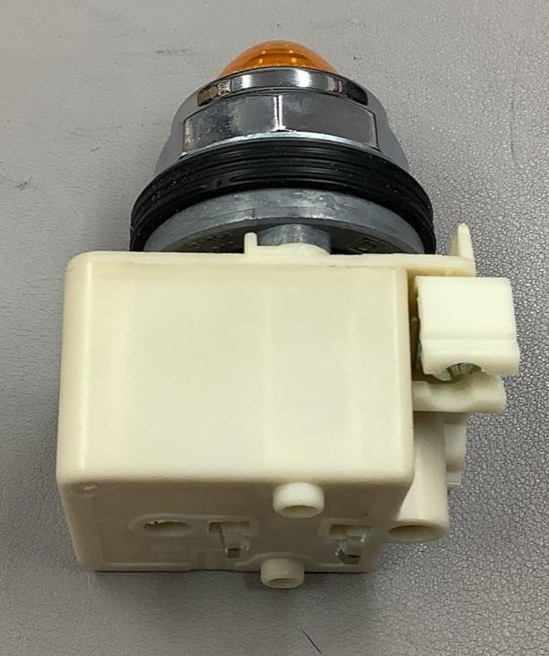 Pilot light, Harmony 9001K, metal, polycarbonate, domed, amber, 30mm, LED yellow, 120V