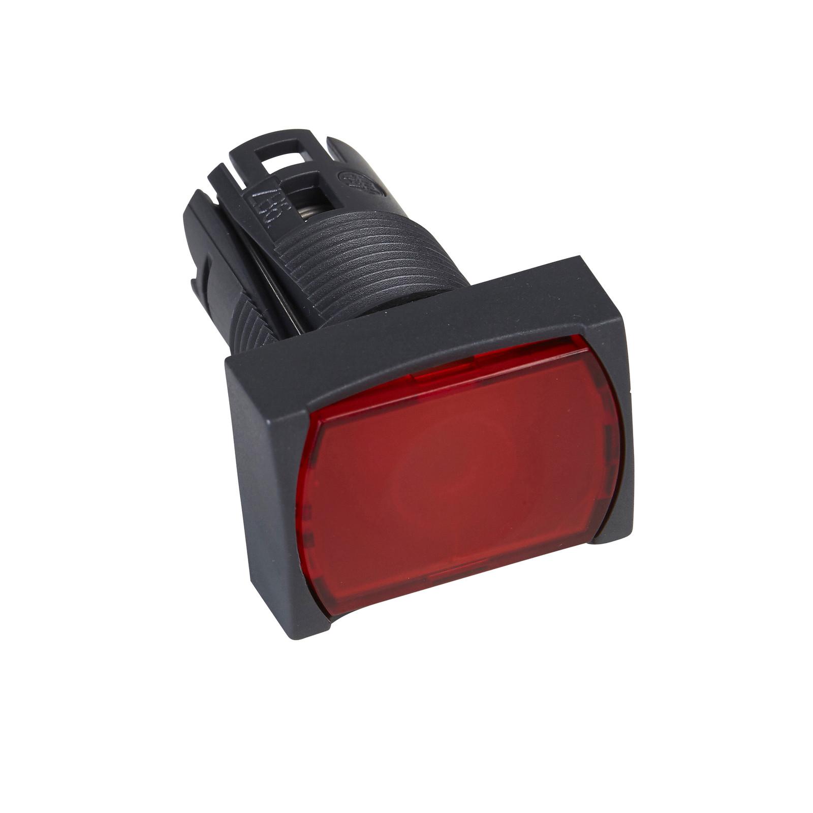 Head for illuminated push button, Harmony XB6, red rectang flush pushbutton Ø 16 latching integral LED