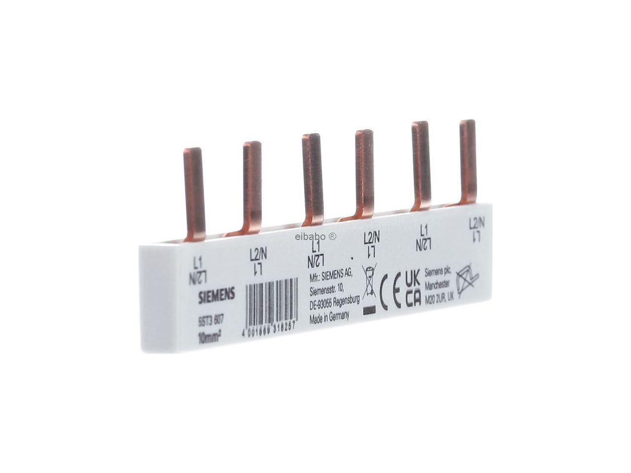 BUSBAR, PIN, 10MM2, 3X2 PHASE