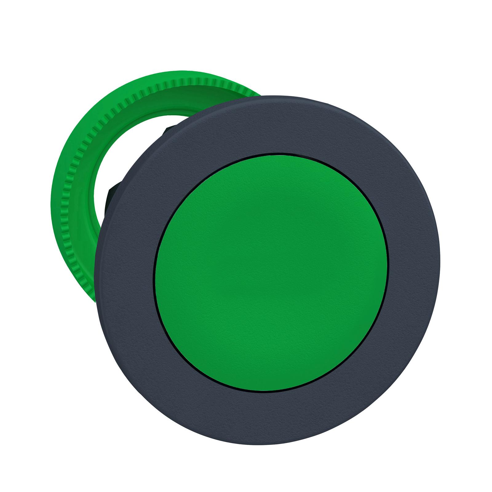 Head for non illuminated push button, Harmony XB5, flush mounted green flush caps pushbutton push
