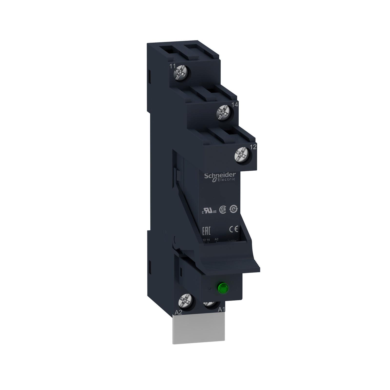 Interface plug-in relay, Harmony electromechanical relays, pre-assembled, 12A, 1CO, with LED, 24V DC