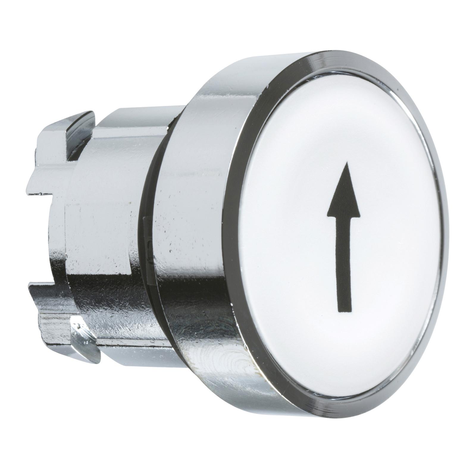 Head for non illuminated push button, Harmony XB4, metal, flush, white, 22mm, spring return, marked UP ARROW