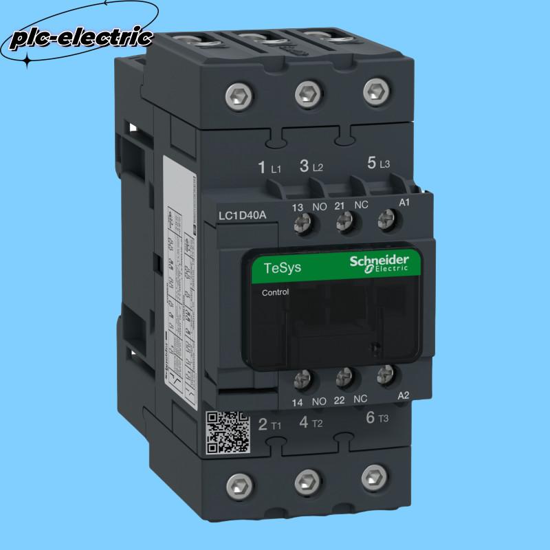 IEC contactor, TeSys D, nonreversing, 40A, 30HP at 480VAC, up to 100kA SCCR, 3 phase, 3 NO, 24VAC 50/60Hz coil, open