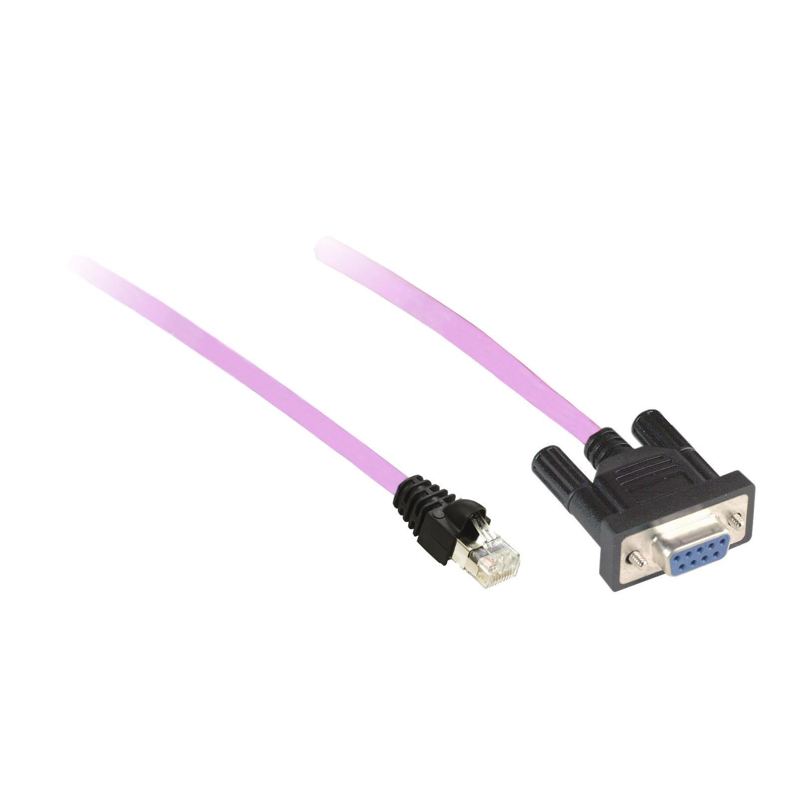 CANopen preassembled cable, for CANopen bus, 1m, 1 x RJ45, 1 female SUB D 9