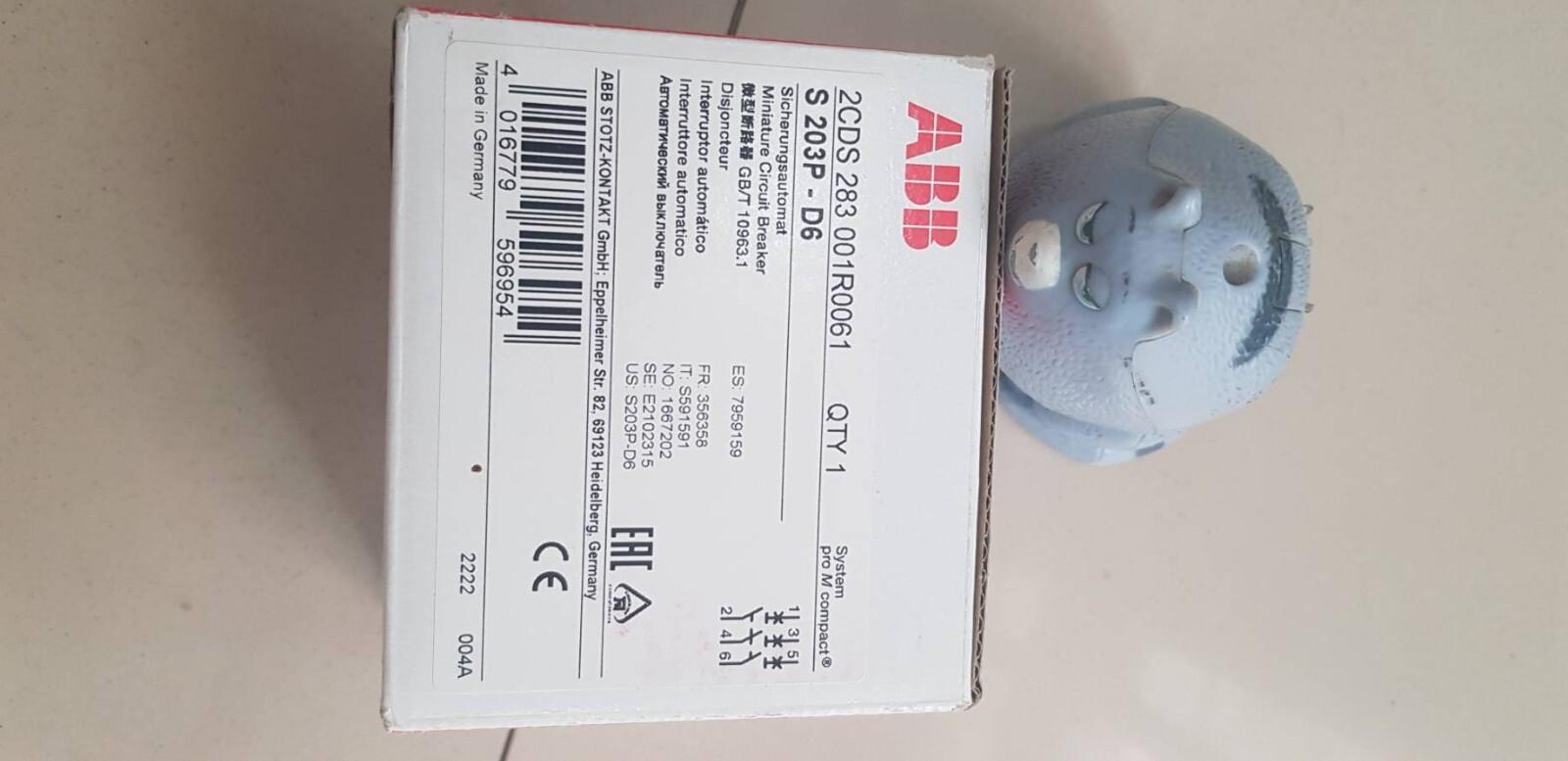 S203P-D6 Miniature Circuit Breaker - 3P - D - 6 A