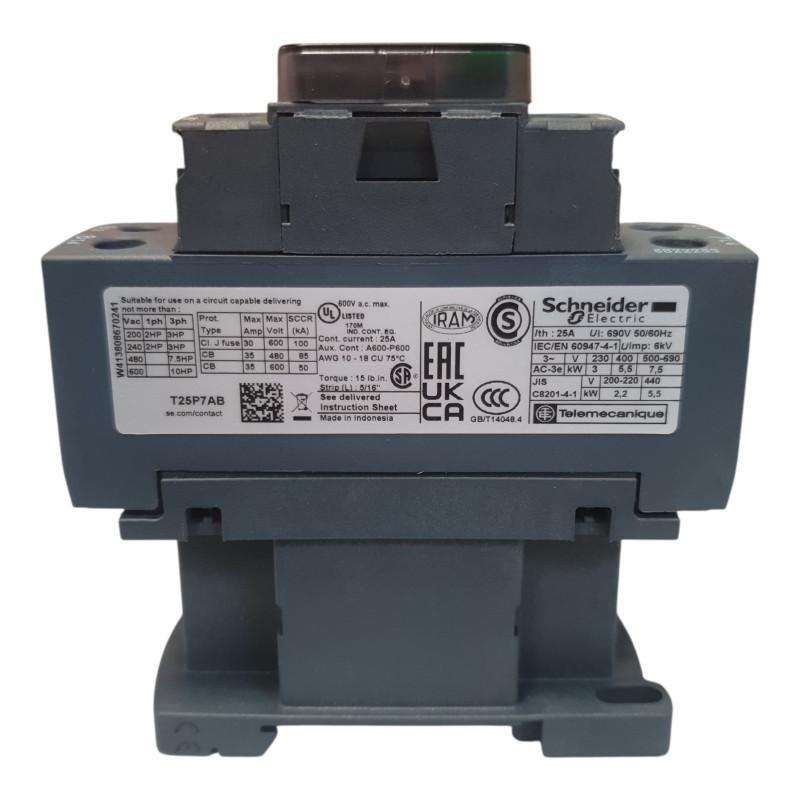 IEC contactor, TeSys Deca, nonreversing, 25A resistive, 4 pole, 4 NO, 230VAC 50/60Hz coil, open style