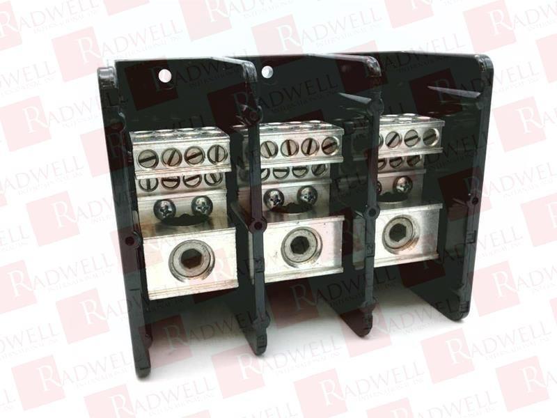 Power distribution block, Linergy, 3 pole, 1 line, 8 load, 335A Cu, 270A Al, 600V