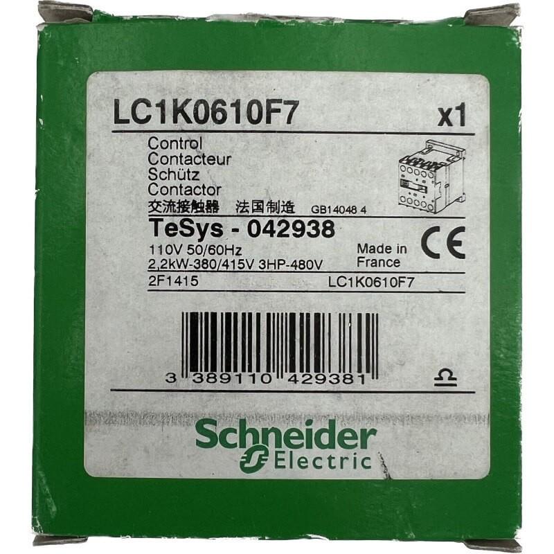 Contactor, TeSys K, 3P, AC-3, lt or eq to 440V 6A, 1 NO aux., 110VAC coil
