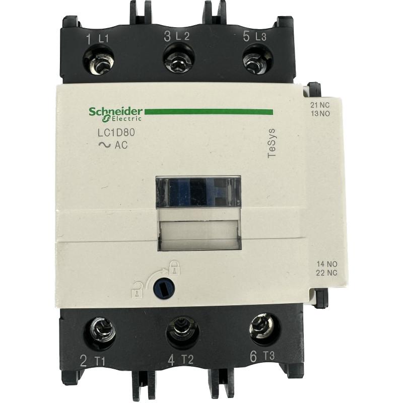 IEC contactor, TeSys Deca, nonreversing, 80A, 60HP at 480VAC, up to 100kA SCCR, 3 phase, 3 NO, 115VAC 50/60Hz coil, open