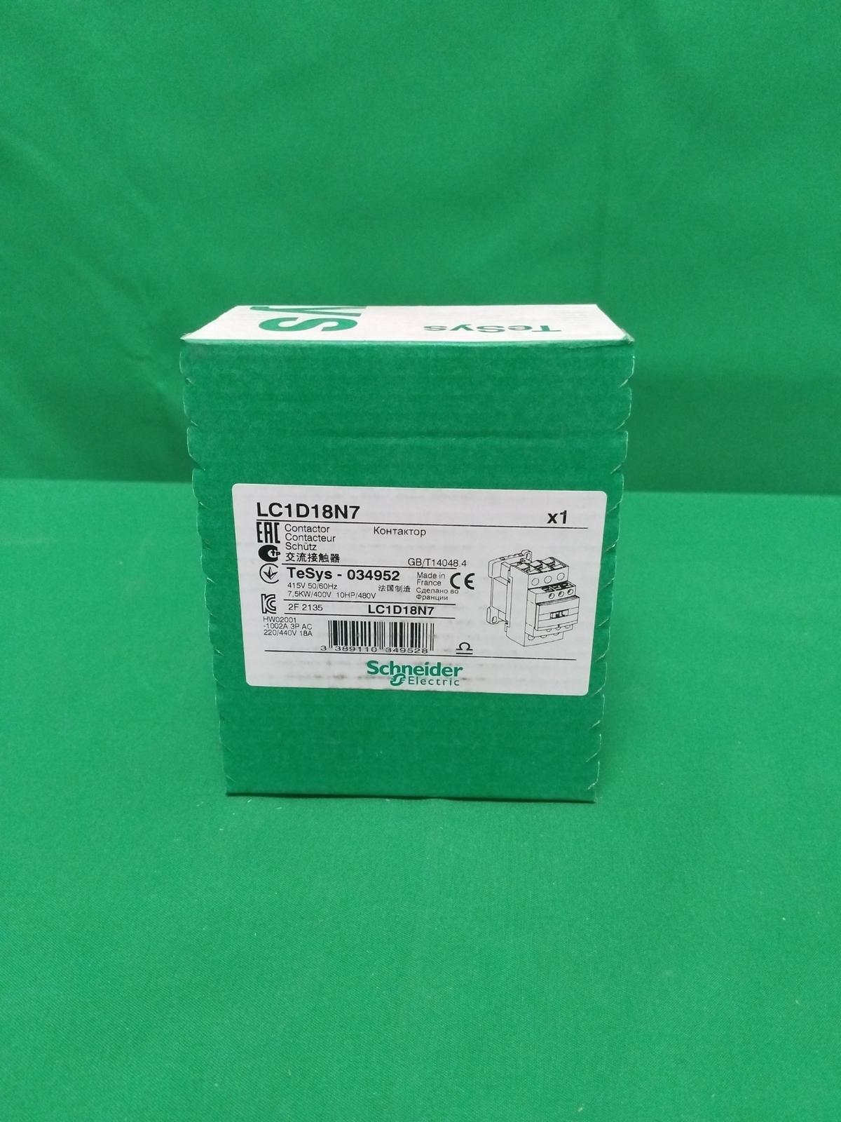 IEC contactor, TeSys Deca, nonreversing, 18A, 10HP at 480VAC, up to 100kA SCCR, 3 phase, 3 NO, 415VAC 50/60Hz coil, open